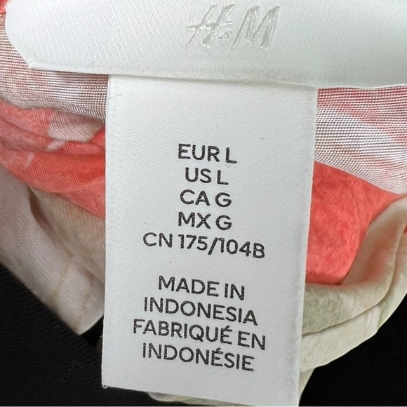 🌻H&M Coral Patterned Drawstring Detail Midi Dress Size Large - Picture 11 of 12